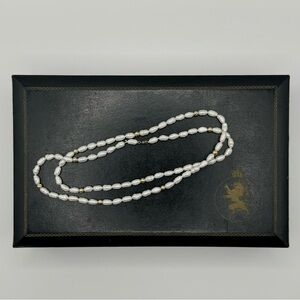 Vintage Freshwater Rice Pearl Necklace 14k Gold Clasp 24”